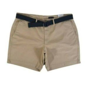St John's Bay Shorts Comfort Stretch Mens Chino Pale Khaki Belted Size 42
